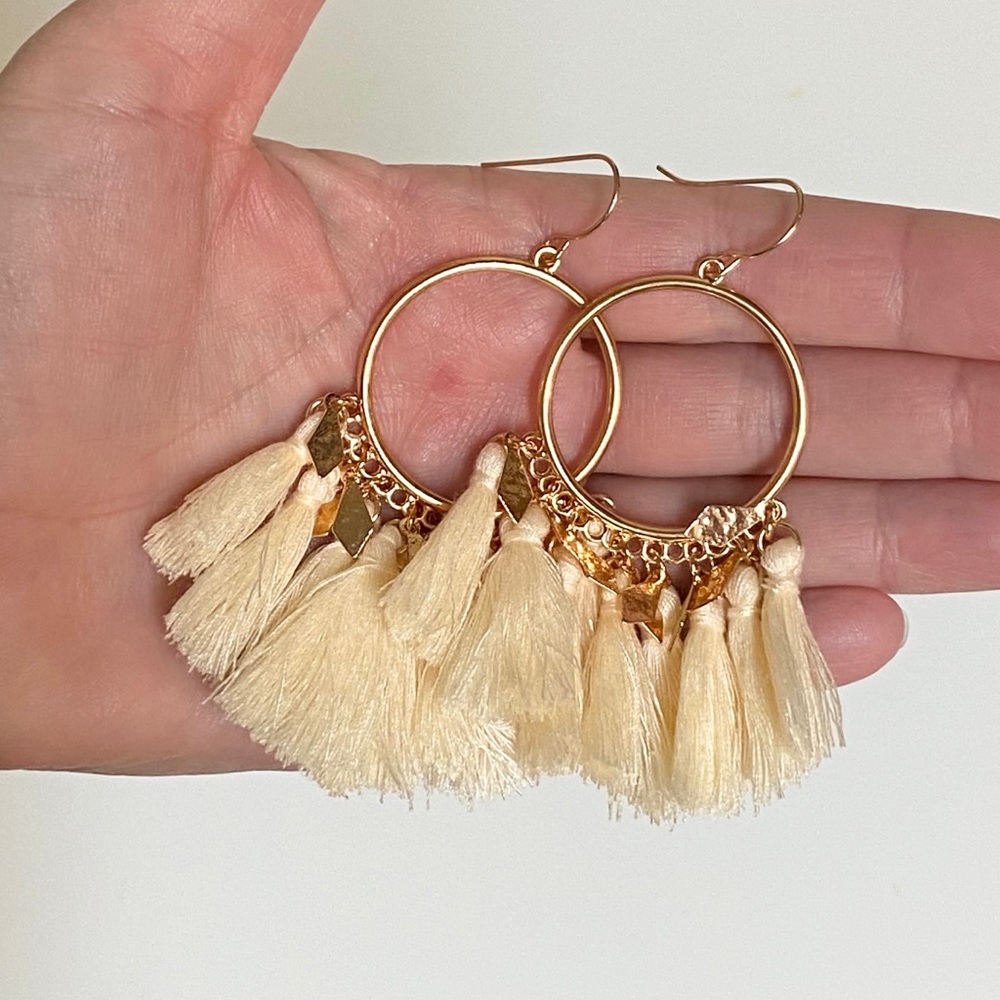 Set Of 3 Tassel Charm Boho Earrings - Picture 10 of 12